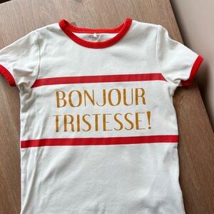 Mini Rodini “Bonjour Tristesse” Kids Shirt - Red and Off-White